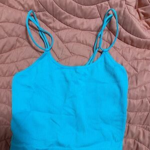 Colsie Teal Ribbed Tank Top